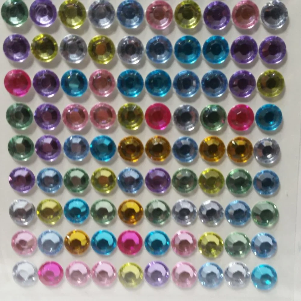 Rhinestone Stickers 8mm 2 Sheets Multi Colored